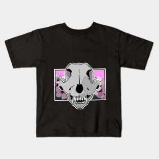 Dog skull with flowers Kids T-Shirt